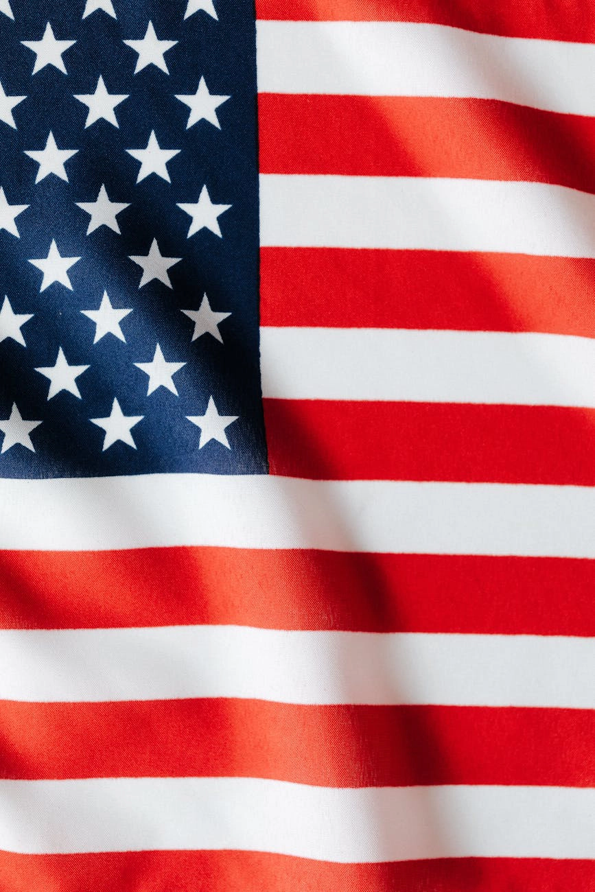 A close-up photo of the United States flag.
