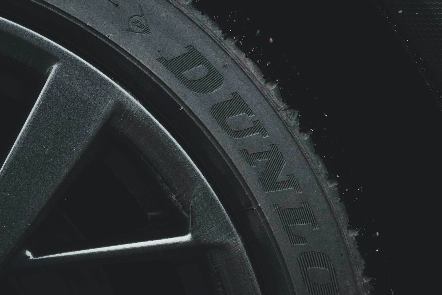 Close-up tire sidewall used in tire rotation section