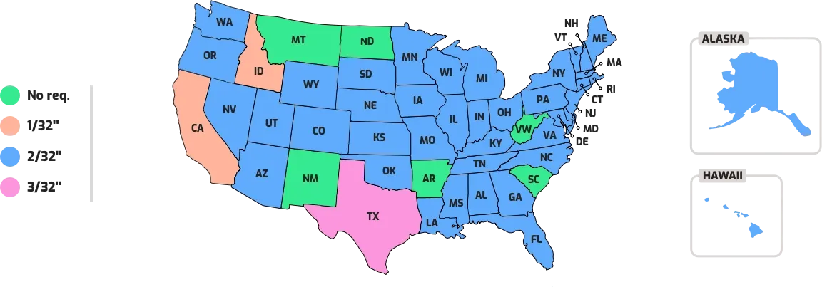 Tire tread depth requirements by state