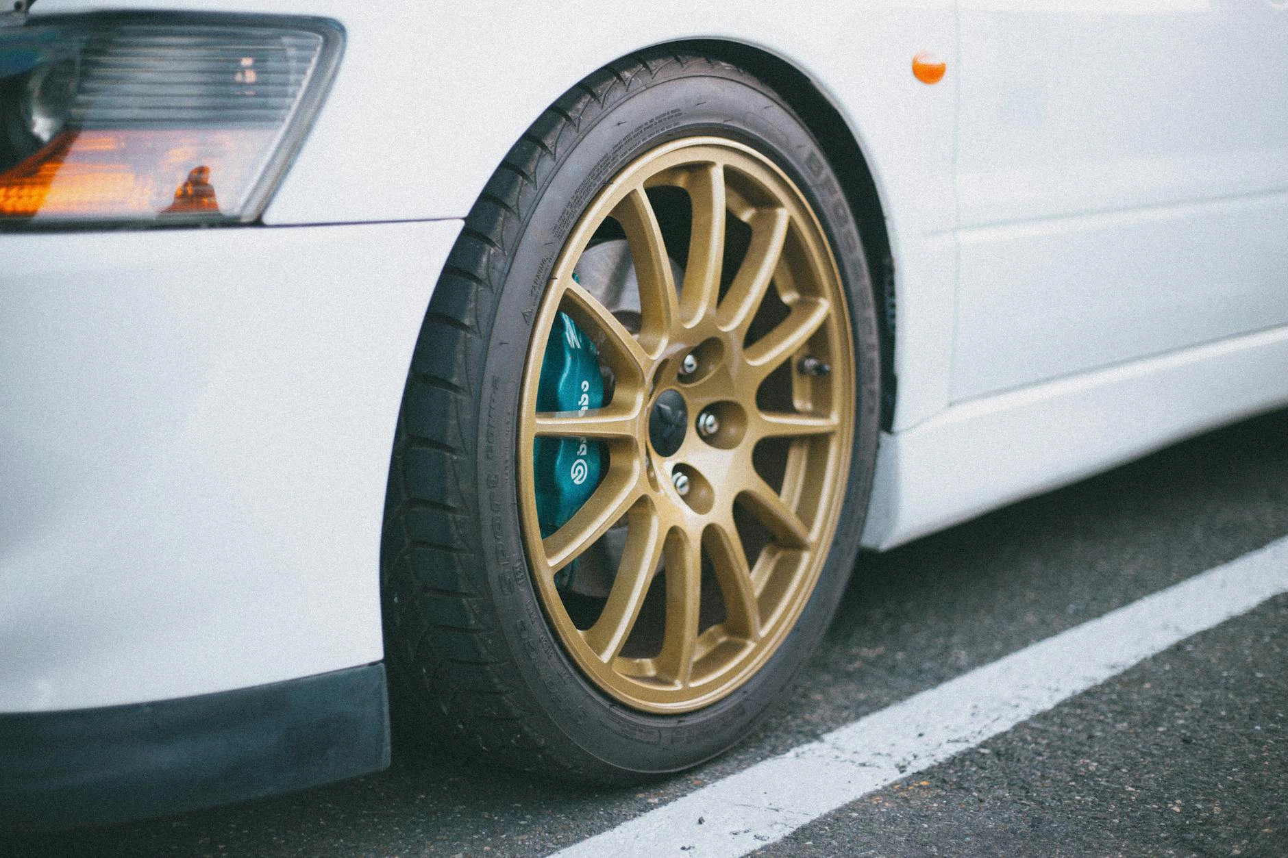 Wheel alignment section image showing a car wheel