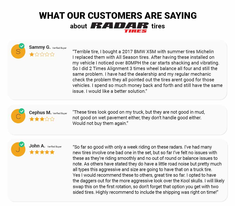 Reviews of Radar Tires