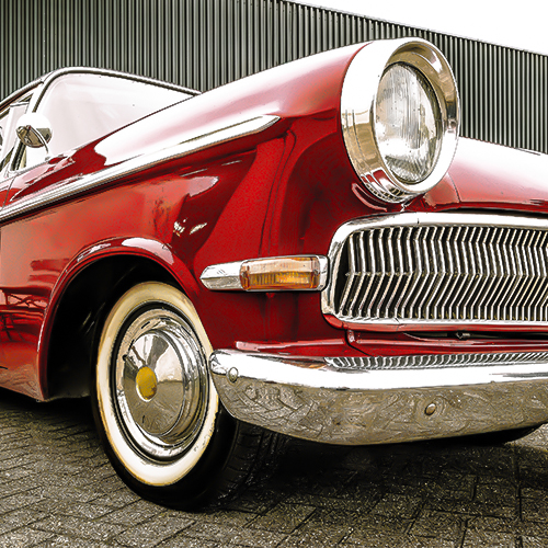 Muscle car with a whitewall tire