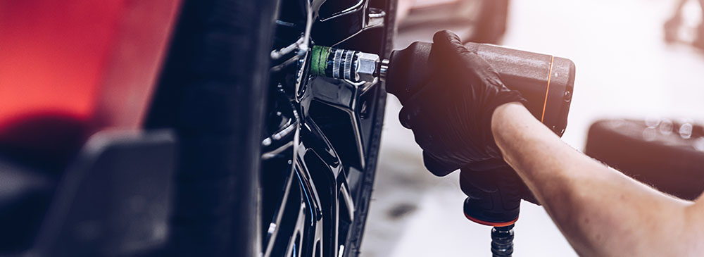 Mechanic changing a tire
