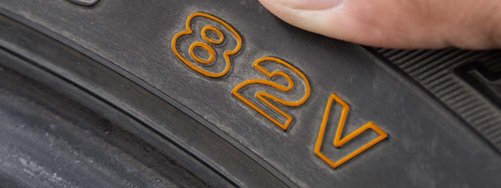 Speed and load rating on the tire's sidewall