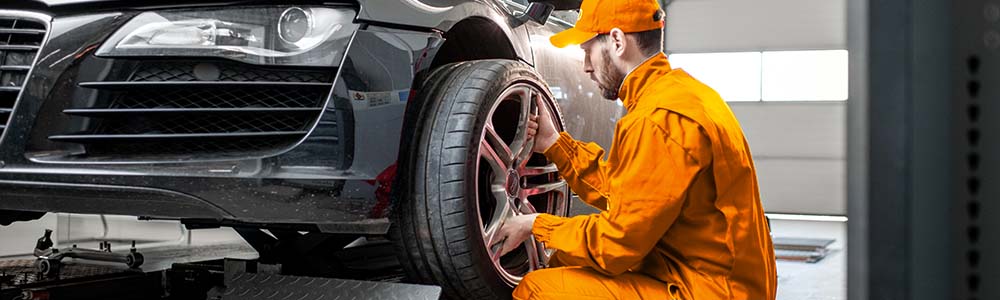 A tire being changed